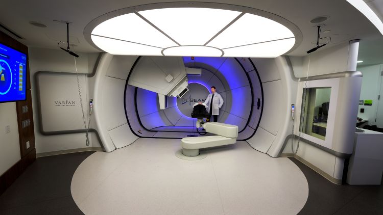 One of the five rooms where patients are treated with proton therapy at the newly opened Proton Therapy Center