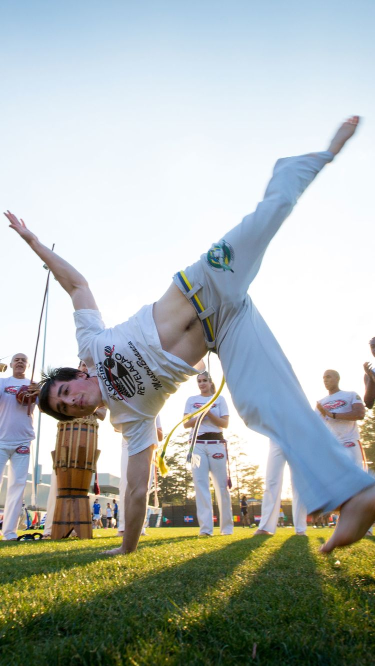 Students dance and play instruments at Emory's International Festival