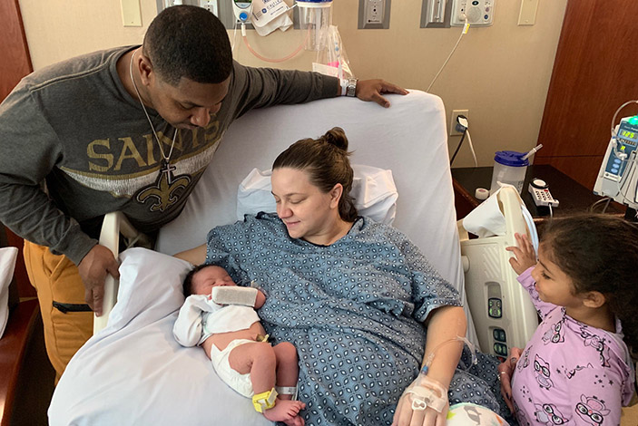 Family with new baby