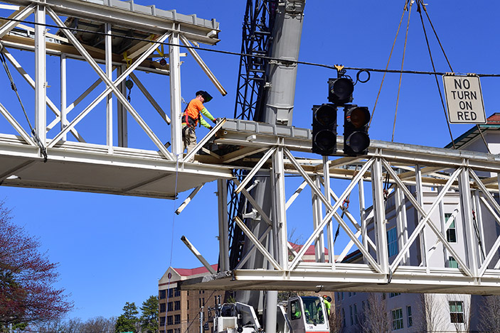 Old EUH pedestrian bridge demolition