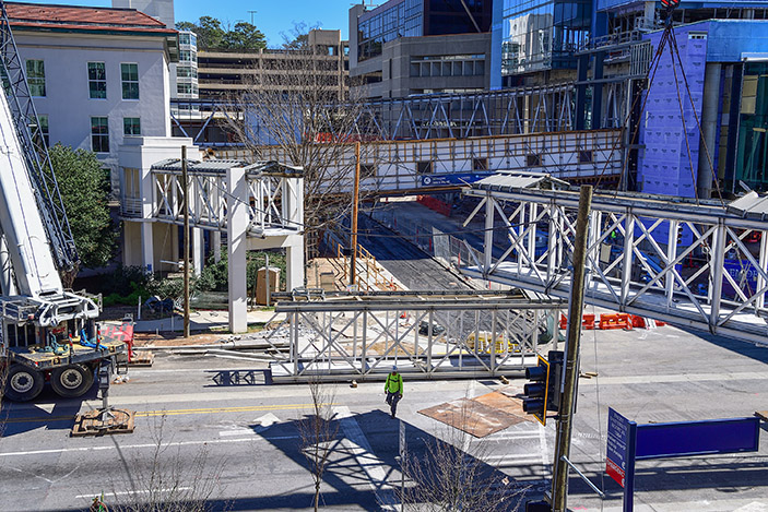 Old EUH pedestrian bridge demolition
