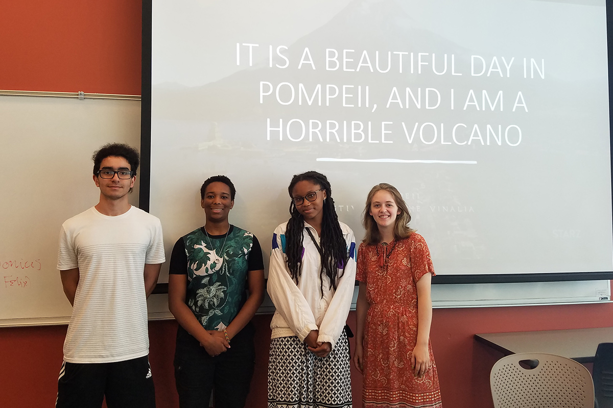 Students in front of presentation screen